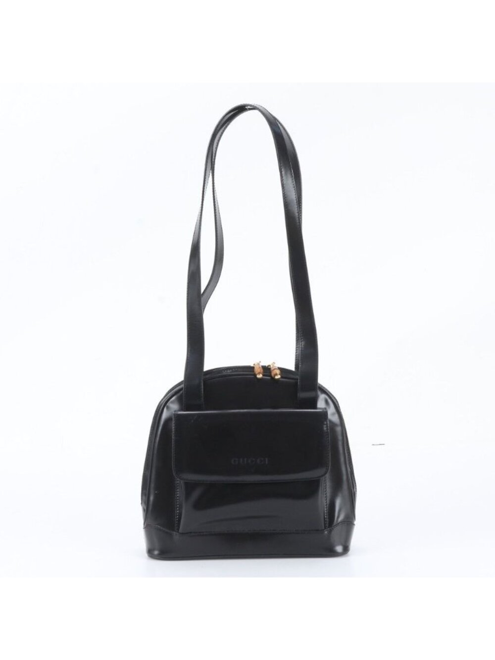 Gucci Vintage Bamboo 0 Leather Double Shoulder Bag